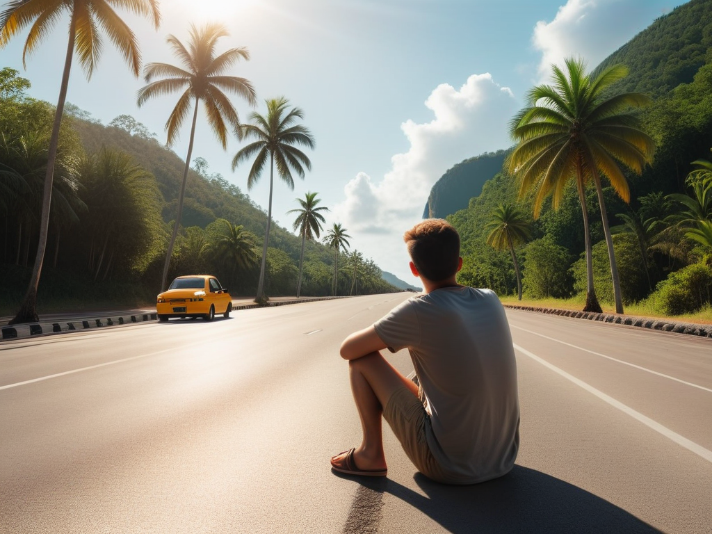 Ожидание такси на обочине